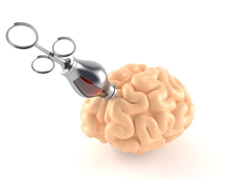 Brain with syringe