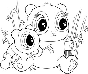 Cute Pandas Vector Illustration Art © Blue Foliage