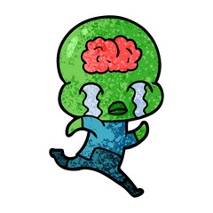 cartoon big brain alien crying