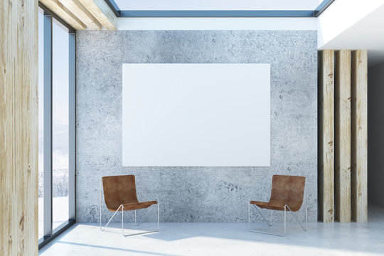 Modern interior with empty poster