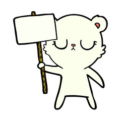 polar bear with protest sign cartoon