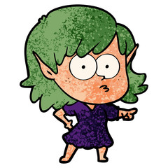 cartoon elf girl staring