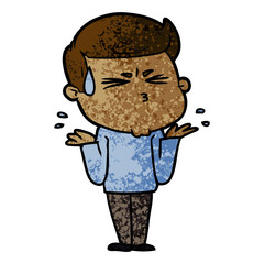 cartoon man sweating