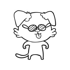 cartoon spectacles dog sticking out tongue