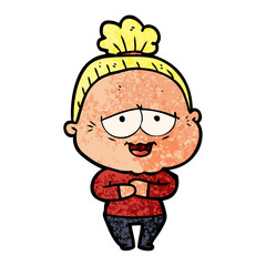 cartoon happy old lady