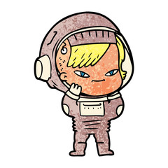 cartoon astronaut woman