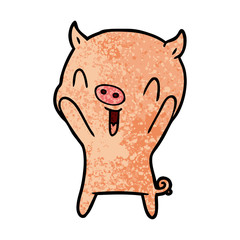 happy cartoon pig