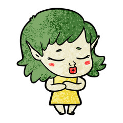 shy cartoon elf girl