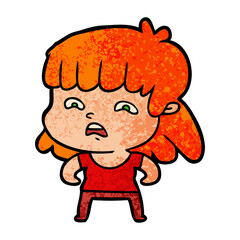 cartoon worried woman
