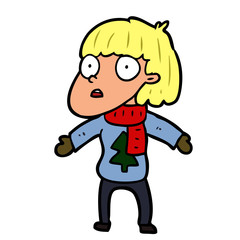 cartoon surprised christmas person