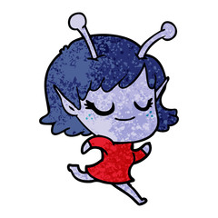 smiling alien girl cartoon running