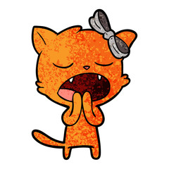 cartoon yawning cat