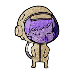 cartoon pretty astronaut girl