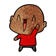 happy cartoon bald man