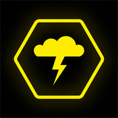 Obraz premium Neon Button Polygon - Gewitterwolke - Vorsicht