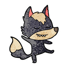 friendly cartoon wolf balancing