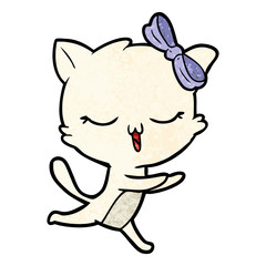 cartoon cat with bow on head