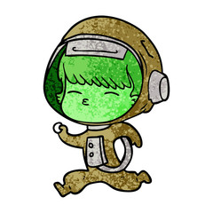 cartoon curious running astronaut