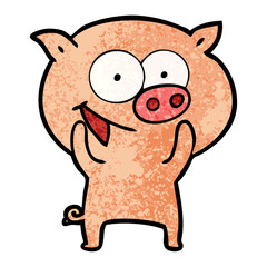 cheerful pig cartoon