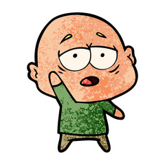 cartoon tired bald man