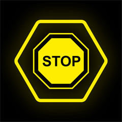 Neon Button Polygon - Stoppschild