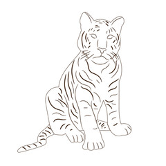 Fototapeta na wymiar vector isolated sketch of a tiger sitting
