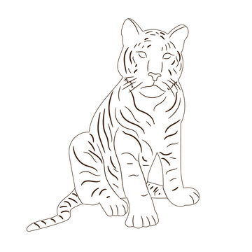 vector isolated sketch of a tiger sitting