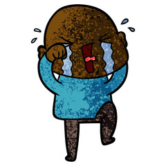 cartoon crying bald man