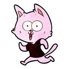 funny cartoon cat jogging