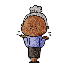 cartoon happy old woman