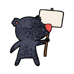 bear cartoon character with protest sign