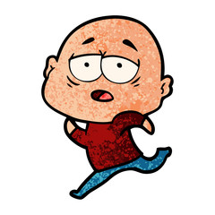Fototapeta premium cartoon tired bald man