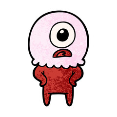 cartoon cyclops alien spaceman