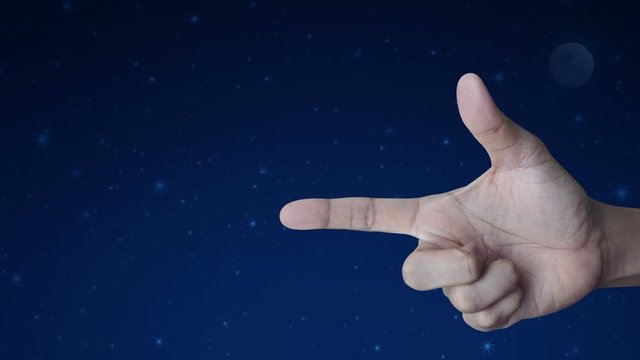 24 hours service icon on finger over fantasy night sky and moon, Full time service concept