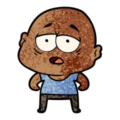 cartoon tired bald man