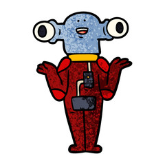 friendly cartoon alien shrugging