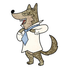 cartoon office wolf getting dressed