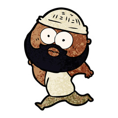 cartoon bearded man running