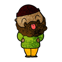 man with beard sticking out tongue