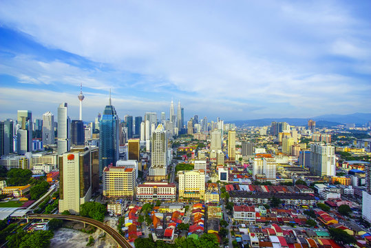 Kuala Lumpur, Malaysia City Center skyline. Copyspace area.