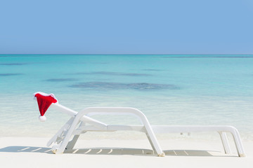 Santa Helper Hat on sun lounger