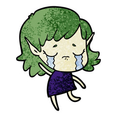 cartoon crying elf girl