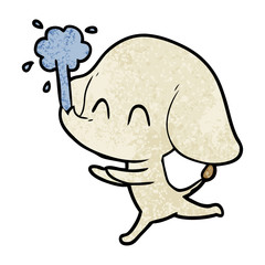 cute cartoon elephant spouting water