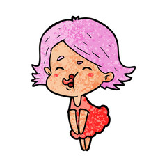 cartoon girl pulling face