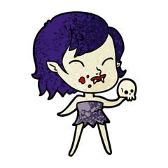 cartoon vampire girl with blood on cheek