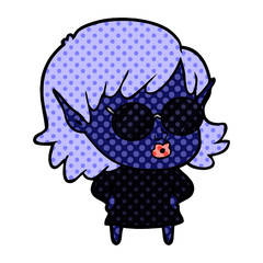 pretty cartoon elf girl with sunglasses