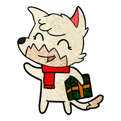 happy cartoon fox