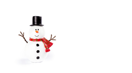 Snowman toy on white background