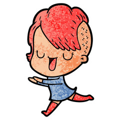 cute cartoon girl with hipster haircut