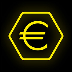 Neon Button Polygon - Euro Symbol